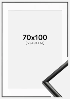 Ramme New Lifestyle Sort 70x100 cm - Passepartout Hvid 59,4x84 cm (A1)