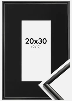 Ramme New Lifestyle Sort 20x30 cm - Passepartout Sort 10x20 cm