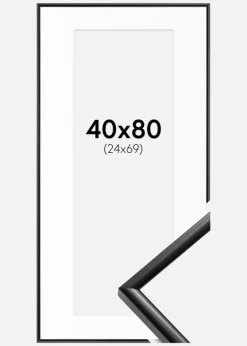 Ramme New Lifestyle Sort 40x80 cm - Passepartout Hvid 25x70 cm