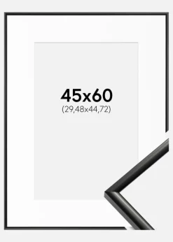 Ramme New Lifestyle Sort 45x60 cm - Passepartout Hvid 12x18 inches