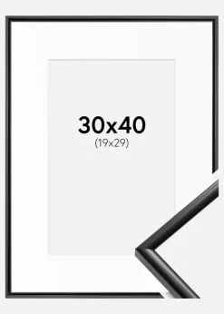 Ramme New Lifestyle Sort 30x40 cm - Passepartout Hvid 20x30 cm