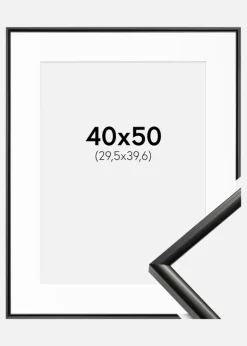 Ramme New Lifestyle Sort 40x50 cm - Passepartout Hvid 12x16 inches