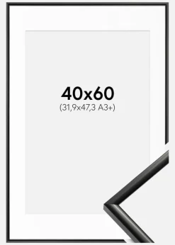 Ramme New Lifestyle Sort 40x60 cm - Passepartout Hvid 32,9x48,3 cm (A3+)