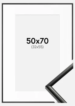 Ramme New Lifestyle Sort 50x70 cm - Passepartout Hvid 33x56 cm