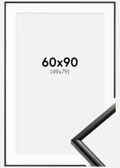 Ramme New Lifestyle Sort 60x90 cm - Passepartout Hvid 50x80 cm