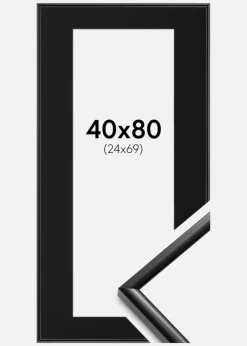 Ramme New Lifestyle Sort 40x80 cm - Passepartout Sort 25x70 cm