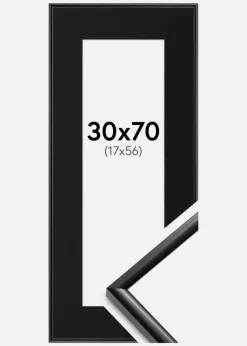 Ramme New Lifestyle Sort 30x70 cm - Passepartout Sort 18x57 cm