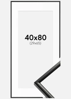 Ramme New Lifestyle Sort 40x80 cm - Passepartout Hvid 30x66 cm