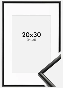 Ramme New Lifestyle Sort 20x30 cm - Passepartout Hvid 15x22 cm