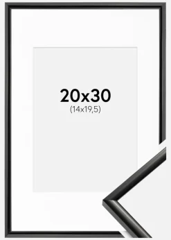 Ramme New Lifestyle Sort 20x30 cm - Passepartout Hvid 15x21 cm (A5)