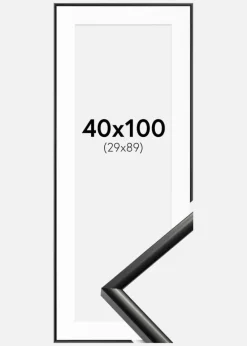 Ramme New Lifestyle Sort 40x100 cm - Passepartout Hvid 30x90 cm