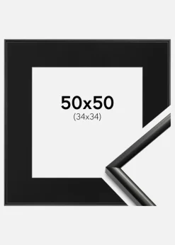 Ramme New Lifestyle Sort 50x50 cm - Passepartout Sort 35x35 cm