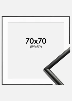 Ramme New Lifestyle Sort 70x70 cm - Passepartout Hvid 60x60 cm