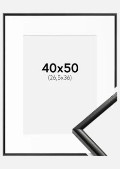 Ramme New Lifestyle Sort 40x50 cm - Passepartout Hvid 27,5x37 cm