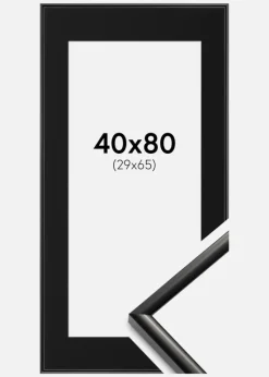 Ramme New Lifestyle Sort 40x80 cm - Passepartout Sort 30x66 cm