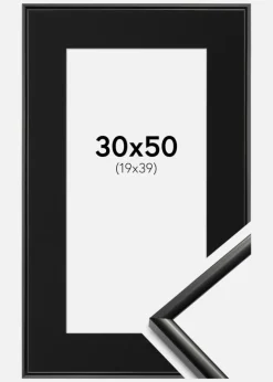Ramme New Lifestyle Sort 30x50 cm - Passepartout Sort 20x40 cm