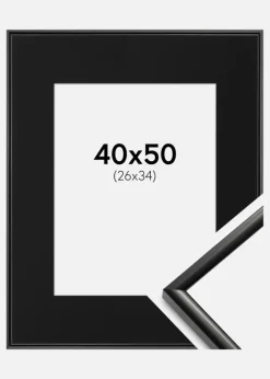 Ramme New Lifestyle Sort 40x50 cm - Passepartout Sort 27x35 cm