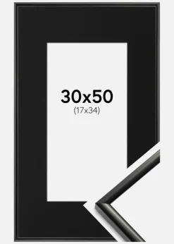 Ramme New Lifestyle Sort 30x50 cm - Passepartout Sort 18x35 cm