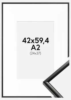 Ramme New Lifestyle Sort 42x59,4 cm (A2) - Passepartout Hvid 25x38 cm