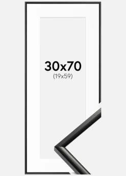 Ramme New Lifestyle Sort 30x70 cm - Passepartout Hvid 20x60 cm