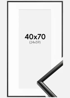 Ramme New Lifestyle Sort 40x70 cm - Passepartout Hvid 25x60 cm
