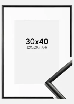 Ramme New Lifestyle Sort 30x40 cm - Passepartout Hvid 21x29,7 cm (A4)