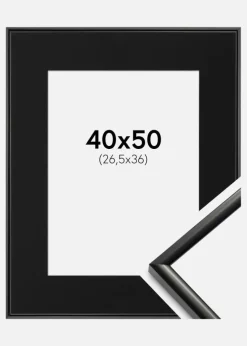 Ramme New Lifestyle Sort 40x50 cm - Passepartout Sort 27,5x37 cm