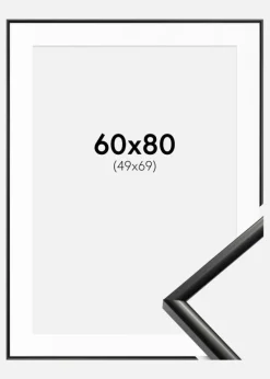 Ramme New Lifestyle Sort 60x80 cm - Passepartout Hvid 50x70 cm