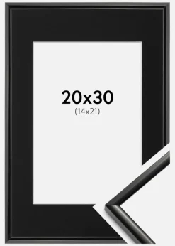 Ramme New Lifestyle Sort 20x30 cm - Passepartout Sort 15x22 cm