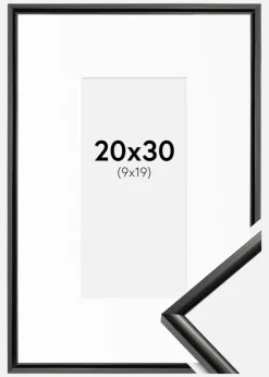 Ramme New Lifestyle Sort 20x30 cm - Passepartout Hvid 10x20 cm