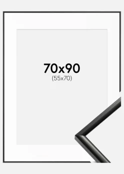 Ramme New Lifestyle Sort 70x90 cm - Passepartout Hvid 56x71 cm
