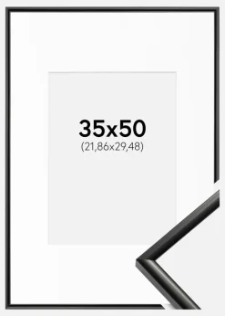 Ramme New Lifestyle Sort 35x50 cm - Passepartout Hvid 9x12 inches