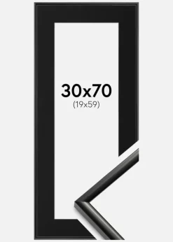 Ramme New Lifestyle Sort 30x70 cm - Passepartout Sort 20x60 cm
