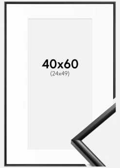 Ramme New Lifestyle Sort 40x60 cm - Passepartout Hvid 25x50 cm