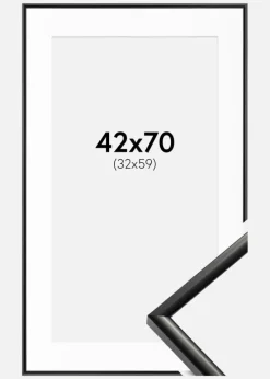 Ramme New Lifestyle Sort 42x70 cm - Passepartout Hvid 33x60 cm