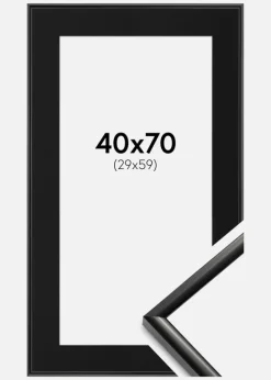 Ramme New Lifestyle Sort 40x70 cm - Passepartout Sort 30x60 cm