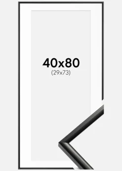 Ramme New Lifestyle Sort 40x80 cm - Passepartout Hvid 30x74 cm