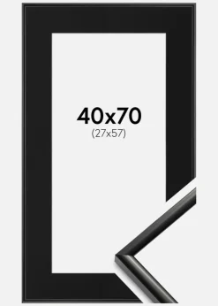 Ramme New Lifestyle Sort 40x70 cm - Passepartout Sort 28x58 cm