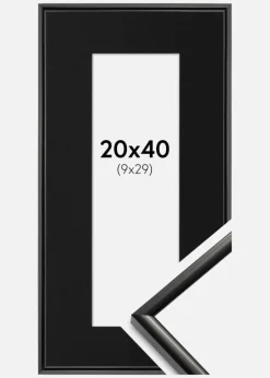 Ramme New Lifestyle Sort 20x40 cm - Passepartout Sort 10x30 cm