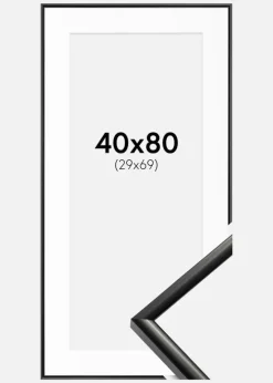 Ramme New Lifestyle Sort 40x80 cm - Passepartout Hvid 30x70 cm