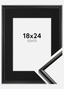 Ramme New Lifestyle Sort 18x24 cm - Passepartout Sort 13x18 cm