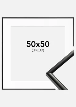 Ramme New Lifestyle Sort 50x50 cm - Passepartout Hvid 40x40 cm