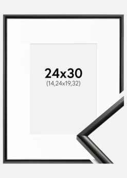 Ramme New Lifestyle Sort 24x30 cm - Passepartout Hvid 6x8 inches