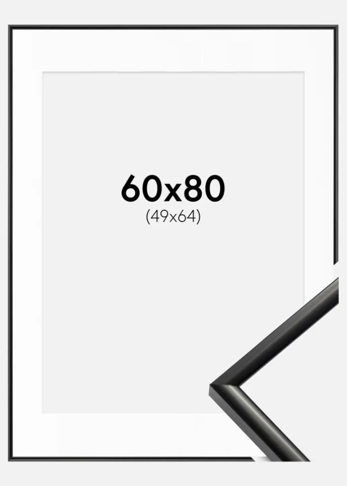 Ramme New Lifestyle Sort 60x80 cm - Passepartout Hvid 50x65 cm