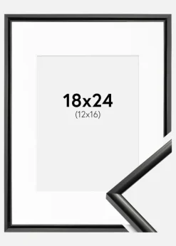 Ramme New Lifestyle Sort 18x24 cm - Passepartout Hvid 13x17 cm