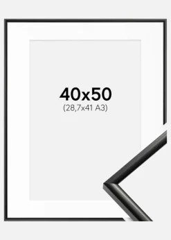 Ramme New Lifestyle Sort 40x50 cm - Passepartout Hvid 29,7x42 cm (A3)