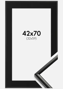 Ramme New Lifestyle Sort 42x70 cm - Passepartout Sort 33x60 cm