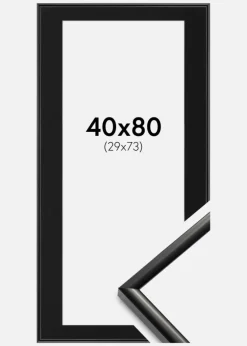 Ramme New Lifestyle Sort 40x80 cm - Passepartout Sort 30x74 cm
