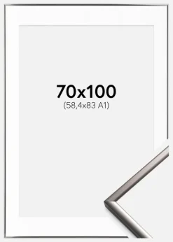 Ramme New Lifestyle Stål 70x100 cm - Passepartout Hvid 59,4x84 cm (A1)