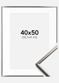 Ramme New Lifestyle Stål 40x50 cm - Passepartout Hvid 29,7x42 cm (A3)